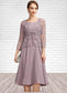 Ella A-Line Square Neckline Knee-Length Chiffon Mother of the Bride Dress DK126P0014940