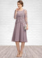 Ella A-Line Square Neckline Knee-Length Chiffon Mother of the Bride Dress DK126P0014940