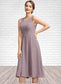 Ella A-Line Square Neckline Knee-Length Chiffon Mother of the Bride Dress DK126P0014940