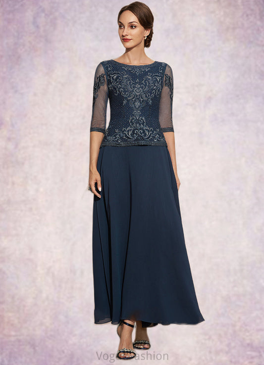 Kailey A-Line Scoop Neck Ankle-Length Chiffon Lace Mother of the Bride Dress DK126P0014942