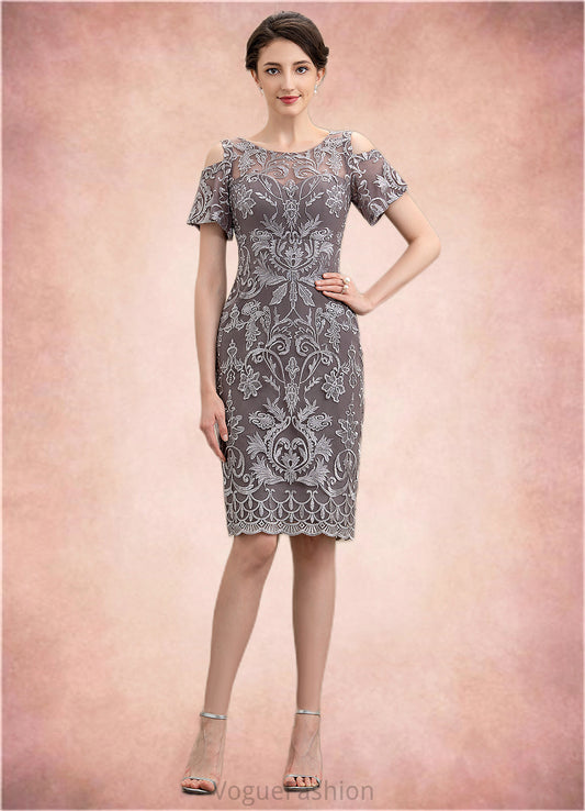 Raelynn Sheath/Column Scoop Neck Knee-Length Lace Mother of the Bride Dress DK126P0014944