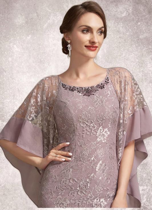 Haleigh Trumpet/Mermaid Scoop Neck Asymmetrical Chiffon Lace Mother of the Bride Dress DK126P0014945