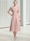 Yoselin A-Line Square Neckline Tea-Length Chiffon Mother of the Bride Dress DK126P0014947