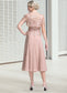 Yoselin A-Line Square Neckline Tea-Length Chiffon Mother of the Bride Dress DK126P0014947