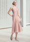 Yoselin A-Line Square Neckline Tea-Length Chiffon Mother of the Bride Dress DK126P0014947