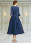 Karly A-Line Scoop Neck Tea-Length Chiffon Mother of the Bride Dress With Ruffle Bow(s) DK126P0014954