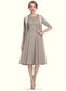 Louise A-Line Scoop Neck Knee-Length Chiffon Lace Mother of the Bride Dress DK126P0014955