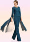 Willow Jumpsuit/Pantsuit Scoop Neck Floor-Length Chiffon Mother of the Bride Dress With Beading Cascading Ruffles DK126P0014956