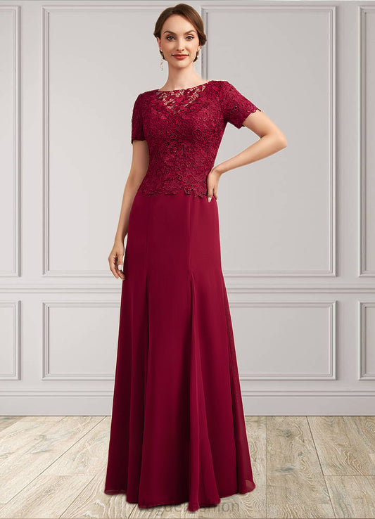 Jordyn Trumpet/Mermaid Scoop Neck Floor-Length Chiffon Lace Mother of the Bride Dress DK126P0014979