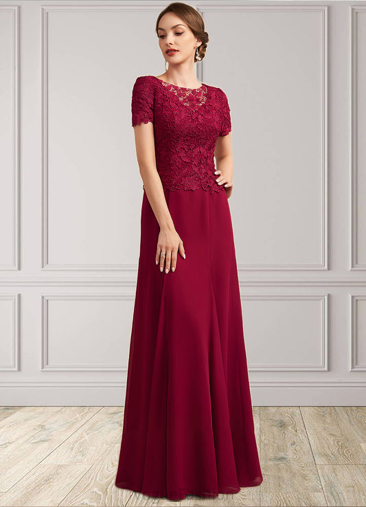 Jordyn Trumpet/Mermaid Scoop Neck Floor-Length Chiffon Lace Mother of the Bride Dress DK126P0014979