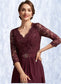 Genevieve A-Line V-neck Asymmetrical Chiffon Lace Mother of the Bride Dress With Beading Sequins DK126P0014980