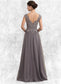 Jenna A-Line/Princess V-neck Floor-Length Tulle Lace Mother of the Bride Dress With Sequins DK126P0014985