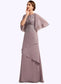 Tori A-Line Scoop Neck Floor-Length Chiffon Lace Mother of the Bride Dress With Sequins Cascading Ruffles DK126P0014991