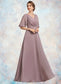 Ashtyn A-Line V-neck Floor-Length Chiffon Mother of the Bride Dress With Ruffle DK126P0014992