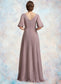 Ashtyn A-Line V-neck Floor-Length Chiffon Mother of the Bride Dress With Ruffle DK126P0014992