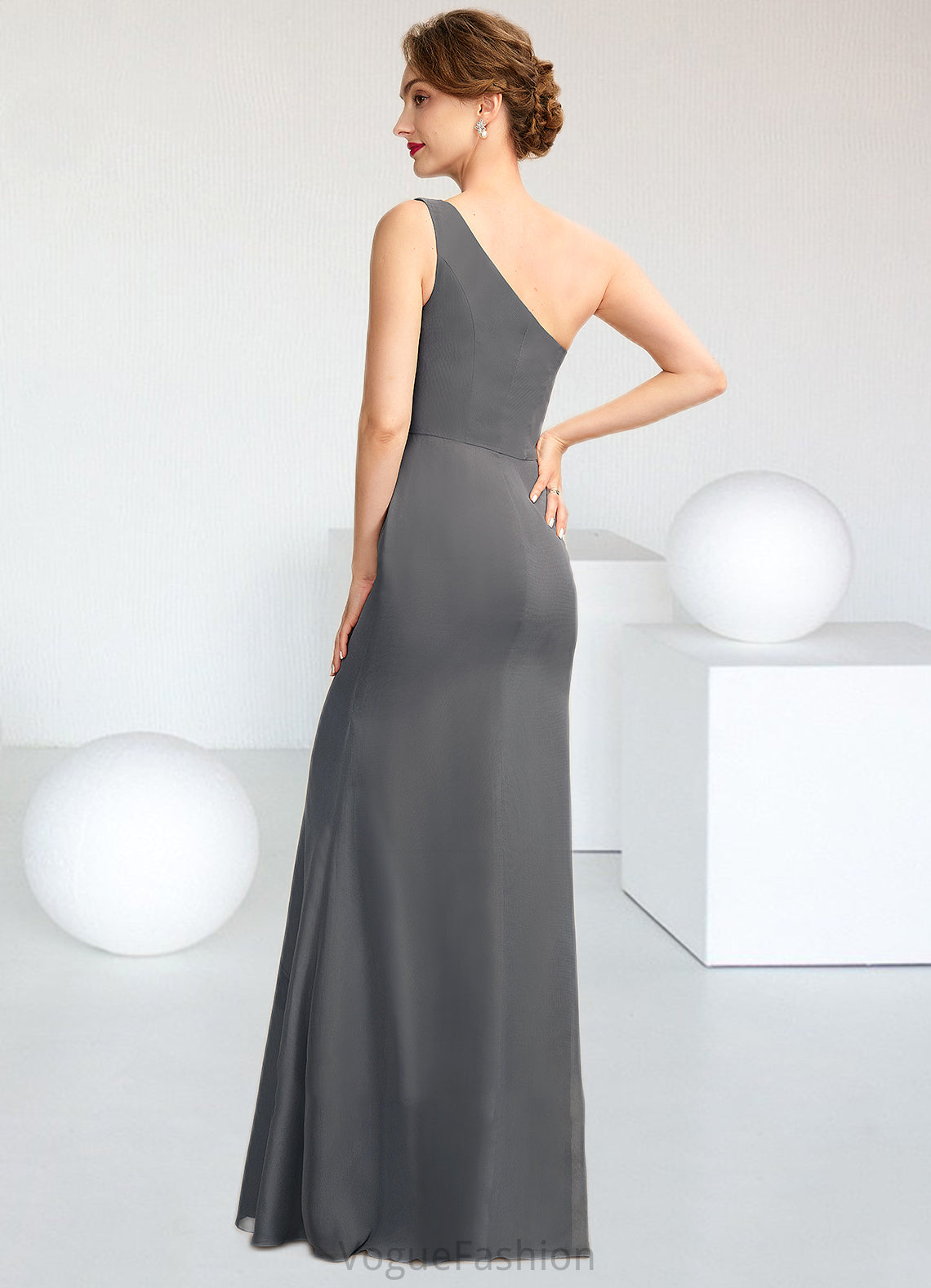 Daphne Sheath/Column One-Shoulder Floor-Length Chiffon Mother of the Bride Dress DK126P0014995