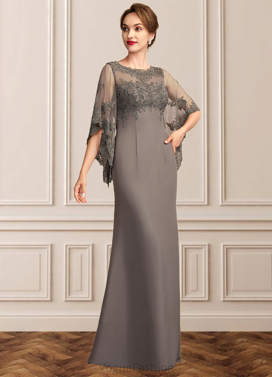 Bianca Sheath/Column Scoop Neck Floor-Length Chiffon Lace Mother of the Bride Dress DK126P0014996