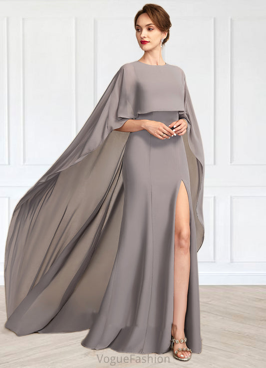 Luciana Sheath/Column Scoop Neck Sweep Train Chiffon Mother of the Bride Dress With Split Front DK126P0015000