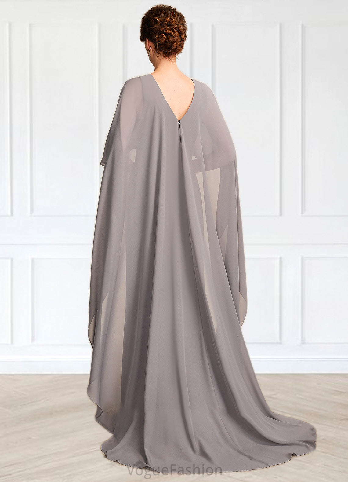 Luciana Sheath/Column Scoop Neck Sweep Train Chiffon Mother of the Bride Dress With Split Front DK126P0015000