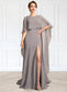 Luciana Sheath/Column Scoop Neck Sweep Train Chiffon Mother of the Bride Dress With Split Front DK126P0015000