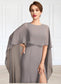 Luciana Sheath/Column Scoop Neck Sweep Train Chiffon Mother of the Bride Dress With Split Front DK126P0015000