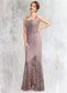 Whitney Trumpet/Mermaid Square Neckline Asymmetrical Chiffon Lace Mother of the Bride Dress DK126P0015001