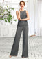 Ellie Jumpsuit/Pantsuit Scoop Neck Floor-Length Chiffon Lace Mother of the Bride Dress DK126P0015006