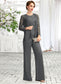 Ellie Jumpsuit/Pantsuit Scoop Neck Floor-Length Chiffon Lace Mother of the Bride Dress DK126P0015006