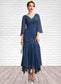 Itzel Trumpet/Mermaid V-neck Ankle-Length Chiffon Mother of the Bride Dress With Appliques Lace Sequins DK126P0015009