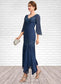 Itzel Trumpet/Mermaid V-neck Ankle-Length Chiffon Mother of the Bride Dress With Appliques Lace Sequins DK126P0015009