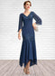 Itzel Trumpet/Mermaid V-neck Ankle-Length Chiffon Mother of the Bride Dress With Appliques Lace Sequins DK126P0015009