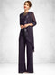 Amanda Jumpsuit/Pantsuit Scoop Neck Floor-Length Chiffon Lace Mother of the Bride Dress With Sequins DK126P0015010