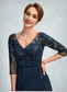 Aliya A-Line V-neck Floor-Length Chiffon Lace Mother of the Bride Dress With Sequins Split Front DK126P0015014