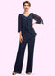 Jasmine Jumpsuit/Pantsuit V-neck Floor-Length Chiffon Mother of the Bride Dress With Cascading Ruffles DK126P0015019