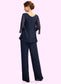 Jasmine Jumpsuit/Pantsuit V-neck Floor-Length Chiffon Mother of the Bride Dress With Cascading Ruffles DK126P0015019