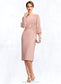 Nyasia Sheath/Column Scoop Neck Knee-Length Chiffon Lace Mother of the Bride Dress With Beading Sequins DK126P0015020