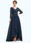 Addisyn A-Line V-neck Asymmetrical Chiffon Mother of the Bride Dress With Ruffle Beading Bow(s) DK126P0015021