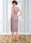 Emma Sheath/Column Scoop Neck Knee-Length Chiffon Mother of the Bride Dress With Ruffle Sequins DK126P0015023