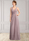 Daniela A-Line V-neck Floor-Length Chiffon Mother of the Bride Dress With Ruffle DK126P0015026