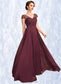 Josephine A-Line V-neck Floor-Length Chiffon Mother of the Bride Dress With Beading Sequins DK126P0015028