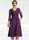 Audrey A-Line V-neck Knee-Length Chiffon Lace Mother of the Bride Dress With Beading Sequins DK126P0015035