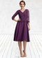 Audrey A-Line V-neck Knee-Length Chiffon Lace Mother of the Bride Dress With Beading Sequins DK126P0015035