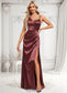 Jenna A-line Asymmetrical Floor-Length Stretch Satin Bridesmaid Dress DKP0025828