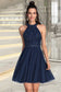 June A-line Scoop Short/Mini Lace Tulle Homecoming Dress With Beading DKP0020560