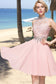 Braelyn A-line High Neck Knee-Length Chiffon Lace Homecoming Dress With Beading Sequins DKP0020596