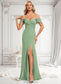 Dayami Trumpet/Mermaid Off the Shoulder V-Neck Floor-Length Chiffon Bridesmaid Dress DKP0025810