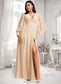 Frederica A-line V-Neck Floor-Length Chiffon Bridesmaid Dress DKP0025763