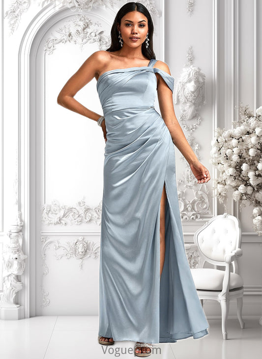 Shiloh A-line One Shoulder Floor-Length Stretch Satin Bridesmaid Dress DKP0025725