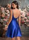 Carley A-line V-Neck Short Stretch Satin Homecoming Dress With Pleated DKP0025705