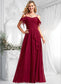 Trudie A-line Cold Shoulder Floor-Length Chiffon Bridesmaid Dress With Ruffle DKP0025755